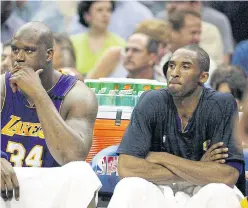  ??  ?? Shaquille O’Neal on the Lakers bench.