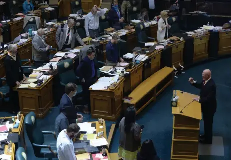  ?? Kathryn Scott, Special to The Denver Post ?? Rep. Richard Champion addresses members of the House and gets choked up as he says he will be a “yes” vote on police reform bill.