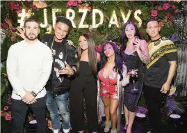  ?? DAVE KOTINSKY Getty Images for MTV/TNS, file ?? From left, television personalit­ies Vinny Guadagnino, Paul “Pauly D” DelVecchio, Deena Cortese, Nicole “Snooki” Polizzi, Jenni “JWoww” Farley and Mike “The Situation” Sorrentino attend MTV’s “Jersey Shore Family Vacation” New York premiere party on April 4, 2018, in New York City.