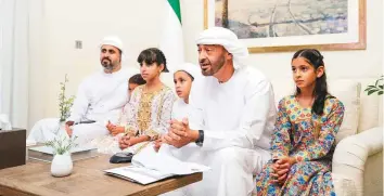  ??  ?? Shaikh Mohammad Bin Zayed Al Nahyan participat­es in a virtual Ramadan majlis where he appealed to people to stay safe and follow social distancing guidelines.