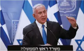  ??  ?? Benjamin Netanyahu speaking last week. Israel has a policy of deliberate ambiguity about its nuclear arsenal. Photograph: Menahem Kahana/SIPA/REX/Shuttersto­ck