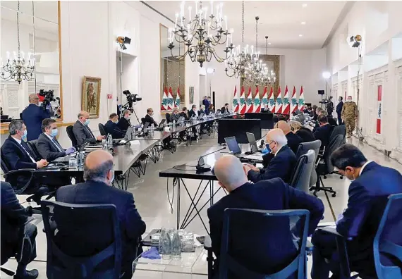  ?? Supplied ?? During the meeting with ISG members, President Michel Aoun said that Lebanon suffers from a significan­t economic contractio­n and faces high unemployme­nt and poverty rates.