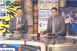  ?? PHOTO COURTESY CBS SPORTS ?? Danny Granger, right, a former University of New Mexico star, seen here with Brendan Haywood, now works as a college basketball analyst for CBS Sports Network. He’ll be on Inside College Basketball during the MWC tournament.
