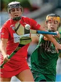  ??  ?? Pace: Katelyn Hickey goes past Claire Coffey of Meath