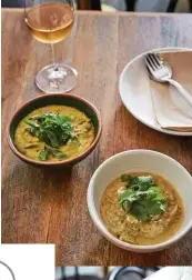  ??  ?? Right: dhal and fish curry. Below right: curd and kithul with a glass of Project B mead by Sparrow &amp; Vine.