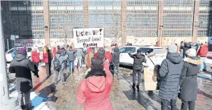  ?? RICHARD LAUTENS TORONTO STAR ?? The Friends of the Foundry Walking Club brought more than 100 people to protest demolishin­g the Dominion Foundry site on Valentine’s Day. A court stopped the demolition on Jan. 29.