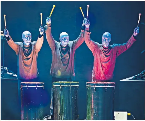  ??  ?? The Blue Man Group were among the performers at Shangai’s Mercedes-benz Arena at the launch of China’s premier shopping event