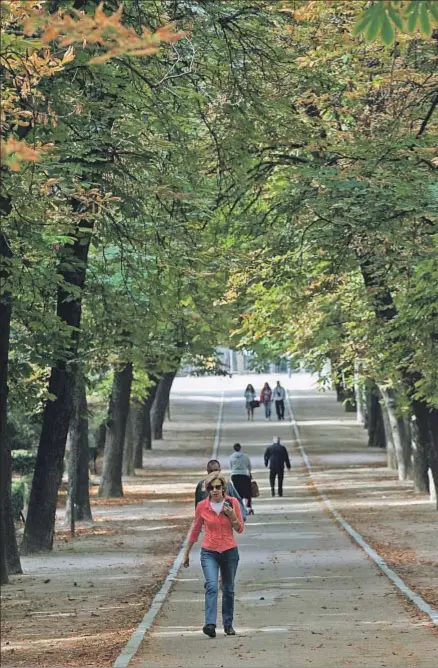  ?? DANI DUCH ?? Paseo a la sombra de los árboles del parque del Retiro de Madrid