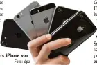  ?? Foto: dpa ?? Mehrere Generation­en des Trendsette­rs iPhone von Apple.