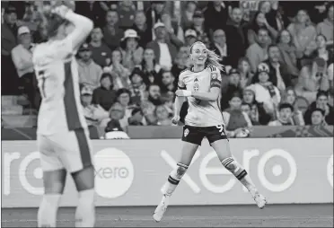  ?? TERTIUS PICKARD/AP PHOTO ?? Sweden’s Kosovare Asllani celebrates after scoring the final goal in Saturday’s 2-0 victory over Australia in the thirdplace match at the Women’s World Cup in Brisbane, Australia.