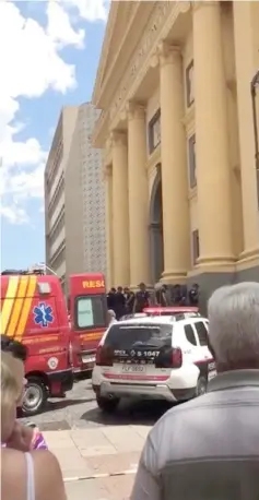  ??  ?? Emergency services are seen outside of Campinas Cathedral in this still image taken from a video obtained from social media. — Reuters photo