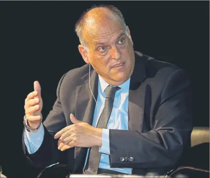  ?? FOTO: PEP MORATA ?? Javier Tebas El presidente de Laliga explicó las razones por la vuelta al fútbol y dio la fecha de inicio de la próxima temporada