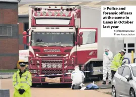  ?? Stefan Rousseau/ Press Associatio­n ?? Police and forensic officers at the scene in Essex in October last year