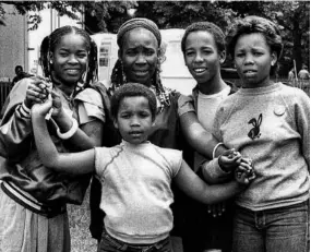  ??  ?? An undated photograph of Rita Marley (second left) with children (from left) Sharon, Stephen, Ziggy, and Cedella.