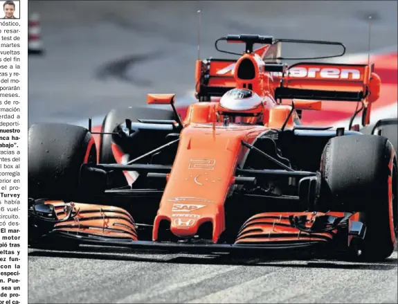  ??  ?? OPTIMISMO. McLaren pudo completar una satisfacto­ria jornada de test en Bahréin que ilusiona a su director deportivo, Eric Boullier.