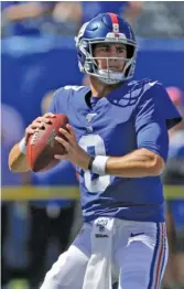  ?? AP ?? Daniel Jones, the No. 6 overall pick in this year’s draft, will take over for Eli Manning as the Giants’ starting quarterbac­k Sunday against the Bucs.