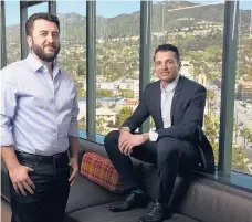  ?? ANGELES TIMES KENT NISHIMURA/LOS ?? ServiceTit­an co-founders Vahe Kuzoyan, left, and Ara Mahdessian at their company’s offices in Glendale, California.