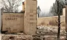  ?? Gabrielle Canon/The Guardian ?? All that’s left of the Greenville library are a few remaining walls and piles of ashen books, their spines scorched and the words burned from their pages, and the twisted metal that once formed their shelves. Photograph: