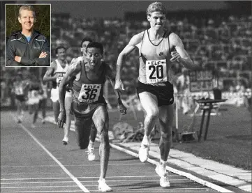  ?? (Photos AFP et R.G.) ??  juillet  : une course mythique remportée par Steve Cram devant Saïd Aouita. Les deux hommes sont les premiers à passer sous les ’’’ sur  m (’’’ et ’’’).