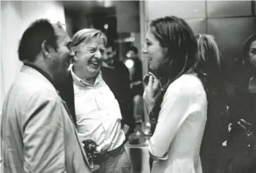  ??  ?? Harold Pinter (left) with Raine and Kenneth Jupp at the Ashes to Ashes post-production party