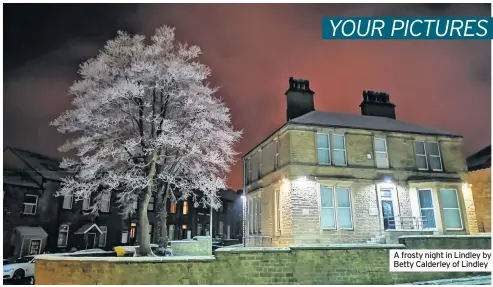  ??  ?? A frosty night in Lindley by Betty Calderley of Lindley