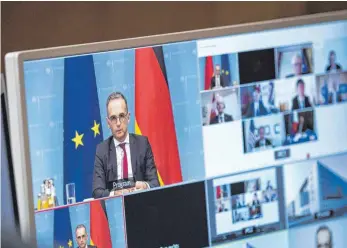  ?? FOTO: JANINE SCHMITZ/IMAGO IMAGES ?? Bundesauße­nminister Heiko Maas (SPD) während der G7-Videokonfe­renz.