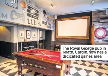  ??  ?? The Royal George pub in Roath, Cardiff, now has a decicated games area