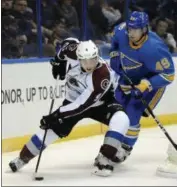  ?? BILL BOYCE — THE ASSOCIATED PRESS FILE PHOTOS ?? St. Louis Blues’ Ivan Barbashev (49), of Russia, chases Colorado Avalanche’s Matt Duchene (9) during the first period of an NHL hockey game, in St. Louis. Moves made before and at the draft were just the start of some big shakeups around the NHL going...