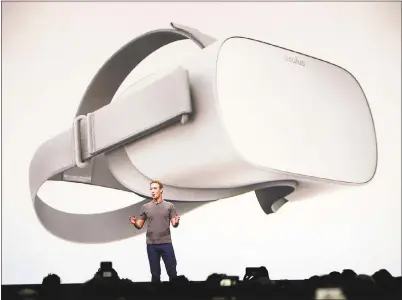  ?? PHOTOS: GARY REYES — STAFF PHOTOGRAPH­ER ?? Facebook CEO Mark Zuckerberg announces Oculus Go during his keynote address at the Oculus Connect 4event held Wednesday at the San Jose McEnery Convention Center. The headset is expected to be available next year.