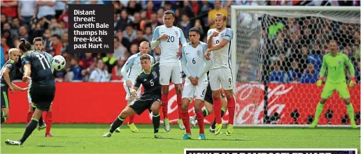  ?? PA ?? Distant threat: Gareth Bale thumps his free-kick past Hart