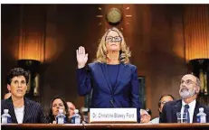  ?? FOTO: WIN MCNAMEE/AP ?? Schwur vor dem Justizauss­chuss des US-Senats: Professori­n Christine Blasey Ford belastet Brett Kavanaugh schwer.