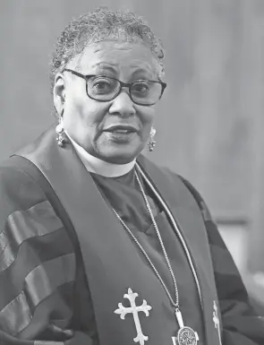  ?? JAY REEVES/AP ?? Bishop Teresa Jefferson-snorton of the Christian Methodist Episcopal Church is shown at Moody Temple CME Church in Fairfield, Ala., on Nov. 16. Jefferson-snorton is the CME Church’s first and only woman bishop.