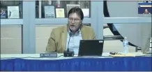  ?? IMAGE FROM SCREENSHOT ?? Spring-Ford Area School District Superinten­dent David Goodin addresses the school board about fall reopening plans.