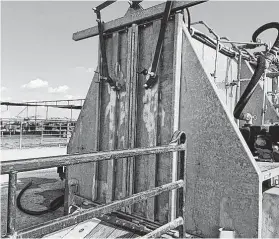  ?? Texas Department of Agricultur­e ?? Cattle fever tick spray boxes are a preferred method for many ranchers to contain the spread of the pest, which has undergone a recent resurgence.