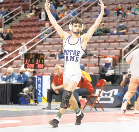  ?? DAVID GARRETT / SPECIAL TO THE MORNING CALL ?? Notre Dame-GP senior Brett Ungar beat two national top-10 wrestlers earlier this month to win the PIAA Class 2A championsh­ip at 120 pounds.