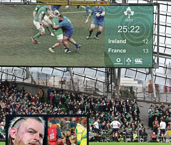  ?? ?? JUST A YELLOW? Rob Herring is hit by Uini Atonio in last year’s Six Nations
