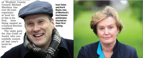  ??  ?? Ivan Yates and Avril Doyle, two of Wexford’s best known politician­s elected on their first outing.