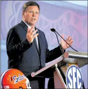  ?? AP/BUTCH DILL ?? Florida coach Jim McElwain might not have to wait long to find out how good the Gators will be this season since they’ll be facing Michigan in the season opener on Sept. 2.