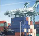  ?? OMAR ORNELAS/USA TODAY NETWORK ?? Containers are stacked and stored after being unloaded from ships in the Port of Long Beach.