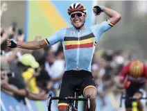  ??  ?? The delighted Belgian wins gold at the Olympic Games road race in 2016