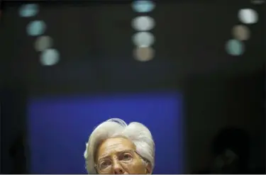  ?? FRANCISCO SECO — THE ASSOCIATED PRESS ?? European Central Bank President Christine Lagarde addresses European Parliament lawmakers during a monetary dialogue meeting at the European Parliament in Brussels, earlier in February.