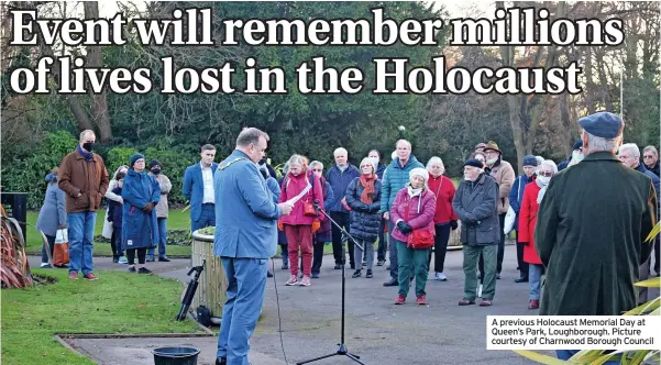  ?? ?? A previous Holocaust Memorial Day at Queen’s Park, Loughborou­gh. Picture courtesy of Charnwood Borough Council