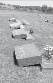  ?? COURTESY PHOTO ?? Vandals damaged about 39 headstones at Beaty Cemetery near Lincoln last week. Washington County Sheriff’s Office is investigat­ing the incident.