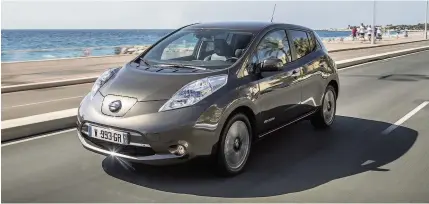  ??  ?? The Nissan Leaf, the world’s best-selling electric car