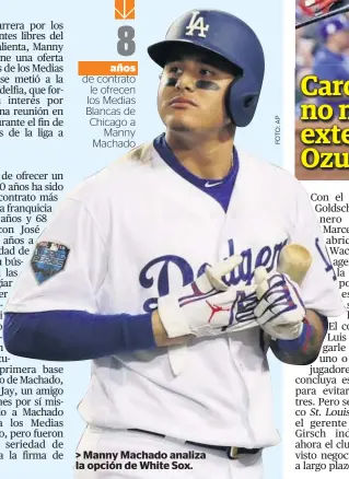  ??  ?? &gt; Manny Machado analiza la opción de White Sox.