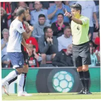 ??  ?? RED DREAD Everton’s Richarliso­n is first to be sent off, for violent conduct... followed by Bournemout­h’s Adam Smith