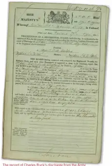  ?? ?? The record of Charles Ruck’s discharge from the Army mentions that his arm was amputated after he was shot