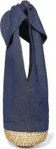  ??  ?? Emily Levine Tote Inspired by the designer’s travels to India and Japan, this ‘Knot’ tote features a hard-wearing denim sling and petite wicker base for your daily essentials. US$115.33