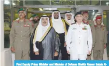  ??  ?? First Deputy Prime Minister and Minister of Defense Sheikh Nasser Sabah AlAhmad Al-Jaber Al-Sabah and top military officials arrive to the venue.