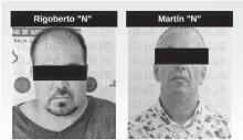  ?? /CORTESÍA PGJE ?? Los sujetos fueron detenidos en calles de Santa Rosalía y el otro en el Centro de la ciudad de La Paz, ambos con dosis de droga cristal